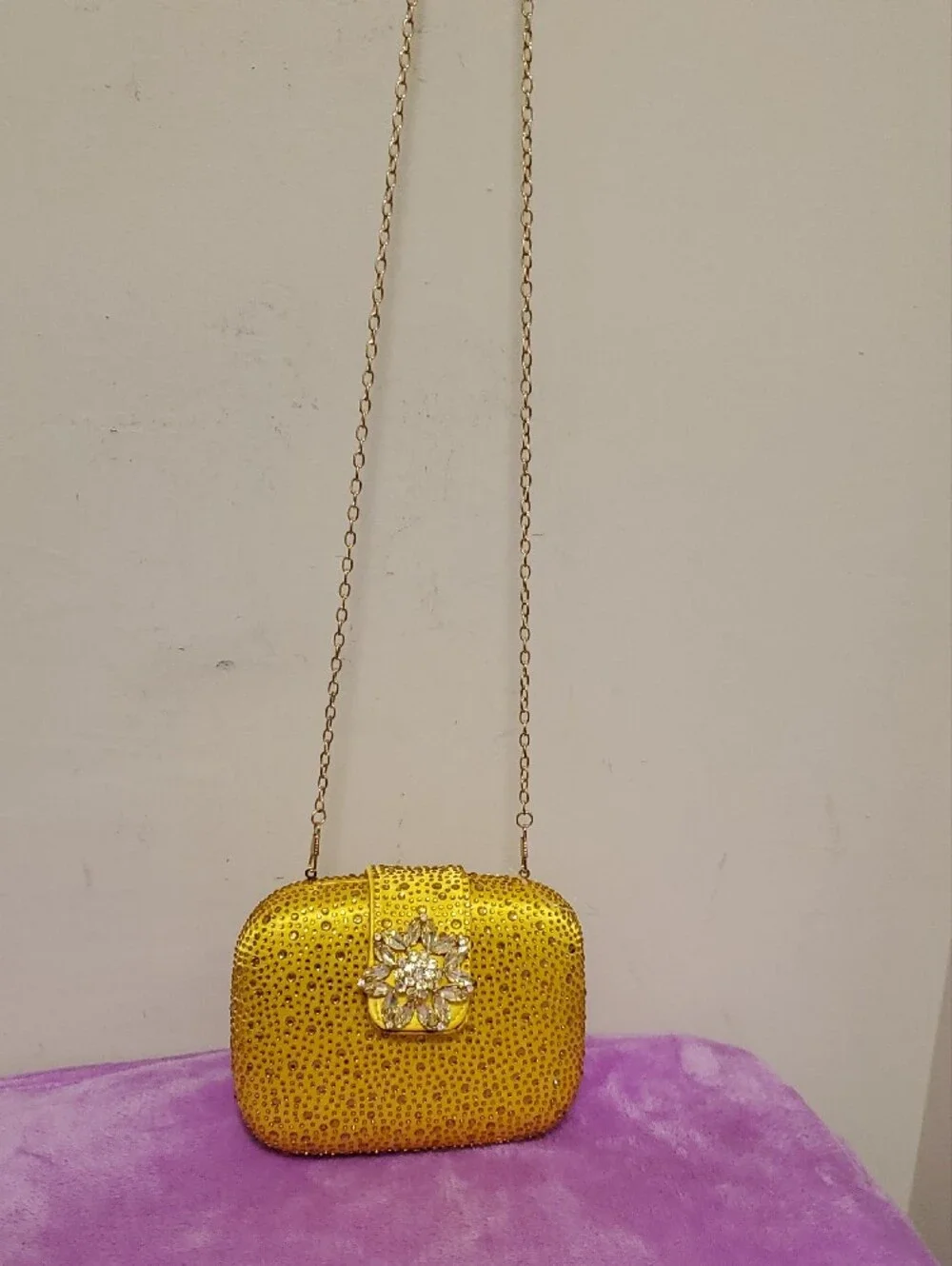 PrettyLittleThing Gold Crystal-Embellished Evening Clutch